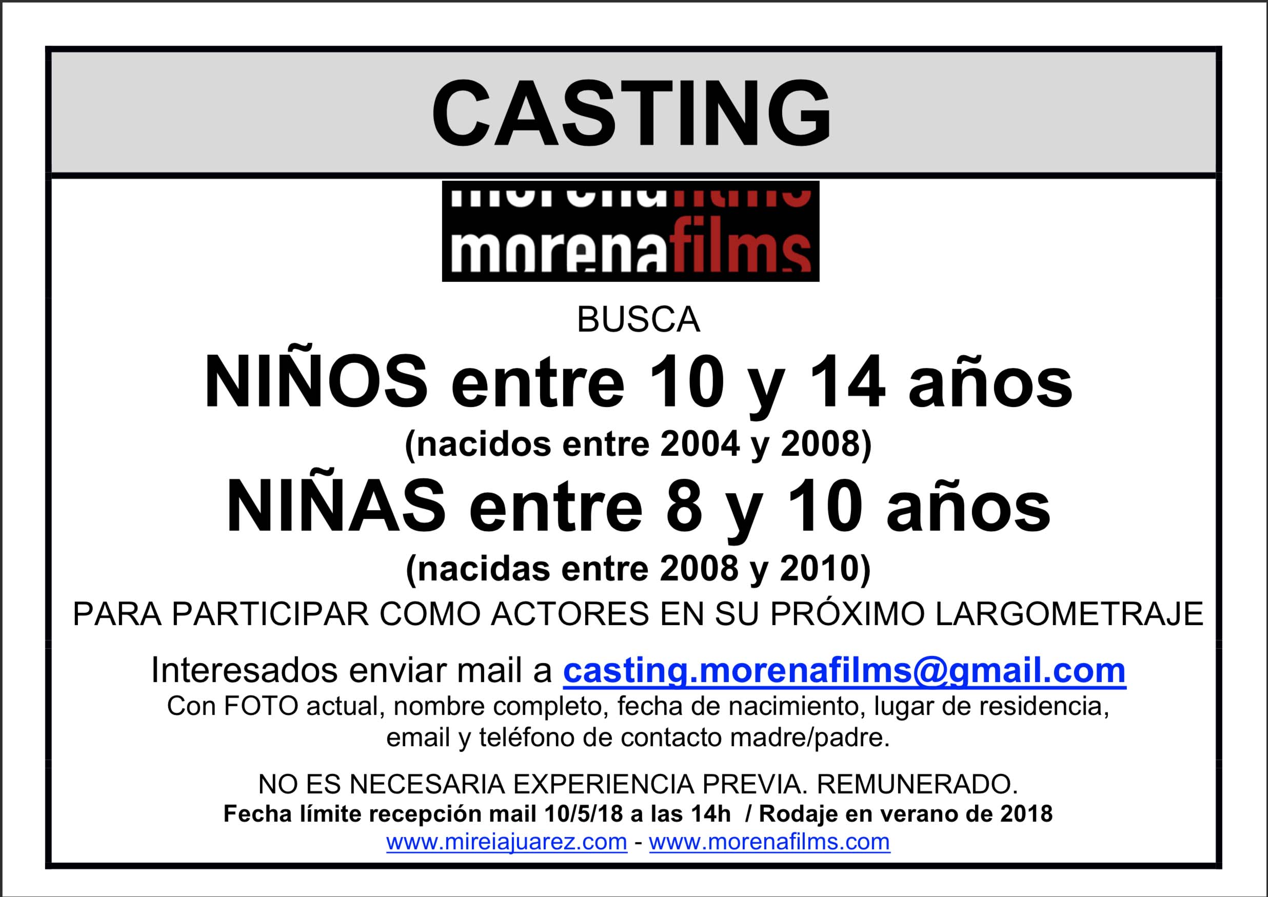 Casting Morena Films (Cerrado)